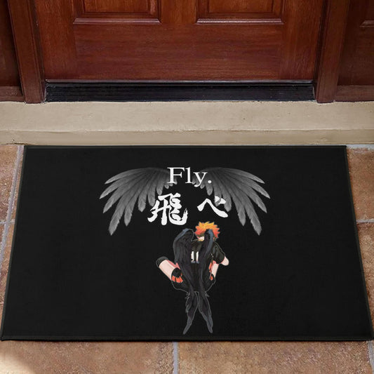 Haikyuu Anime Door Mat - Lonely Hinata Shoyo Fly Crow Grey Wings Door Mat
