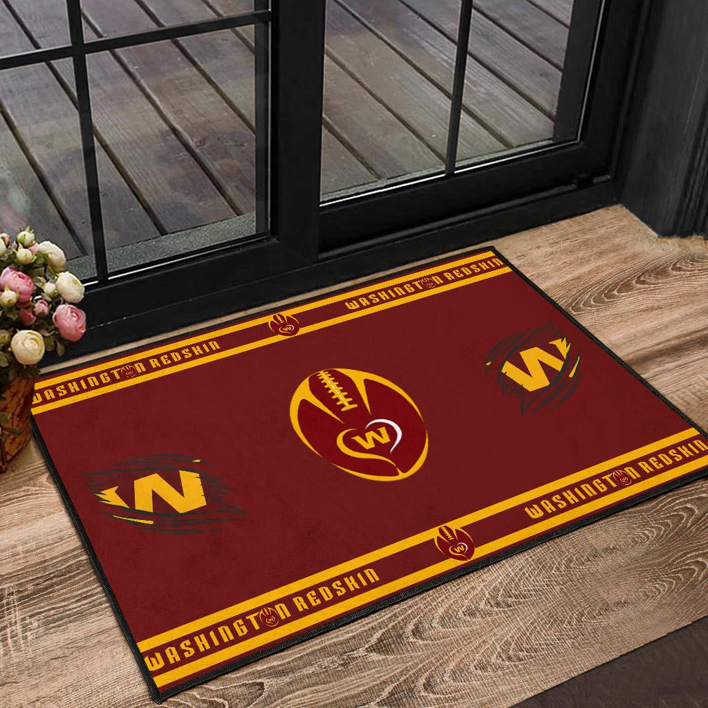 American Football Team Door Mat - Washington Redskin Rugby Ball W Patterns Door Mat Home Decor