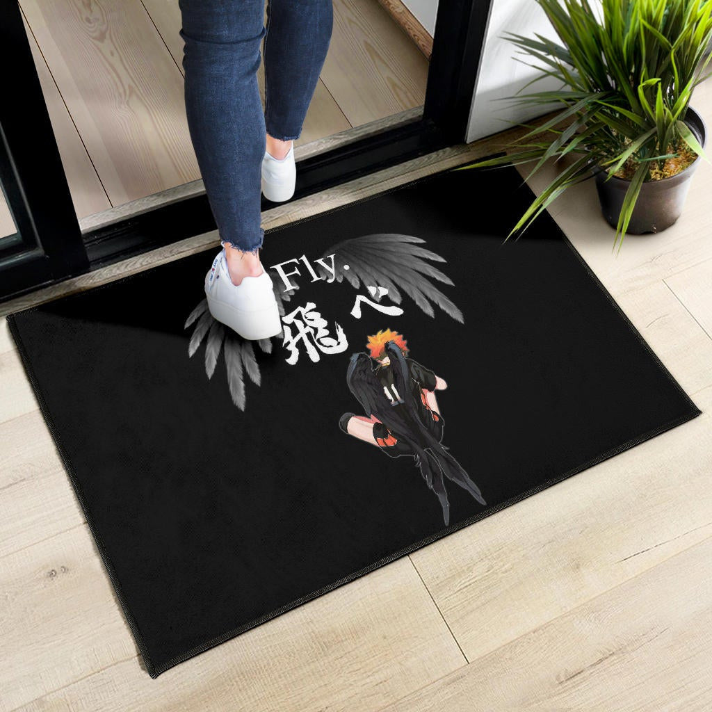 Haikyuu Anime Door Mat - Lonely Hinata Shoyo Fly Crow Grey Wings Door Mat
