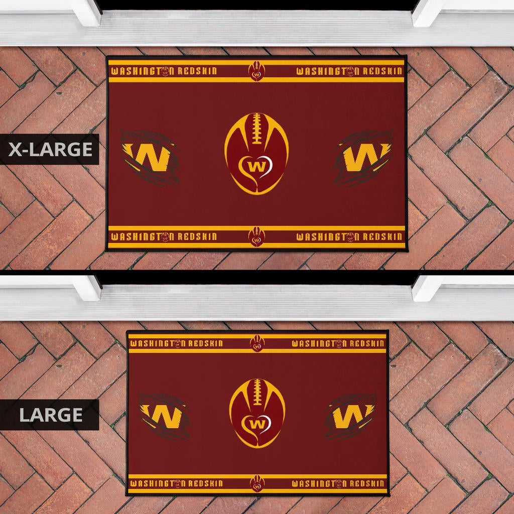 American Football Team Door Mat - Washington Redskin Rugby Ball W Patterns Door Mat Home Decor