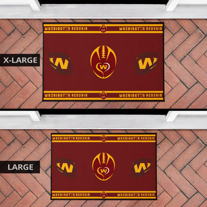 American Football Team Door Mat - Washington Redskin Rugby Ball W Patterns Door Mat Home Decor