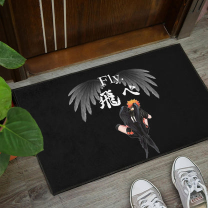 Haikyuu Anime Door Mat - Lonely Hinata Shoyo Fly Crow Grey Wings Door Mat
