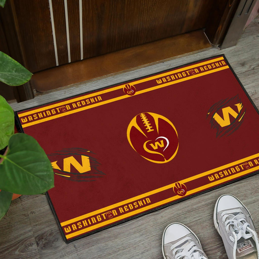 American Football Team Door Mat - Washington Redskin Rugby Ball W Patterns Door Mat Home Decor