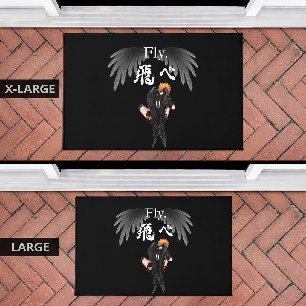 Haikyuu Anime Door Mat - Lonely Hinata Shoyo Fly Crow Grey Wings Door Mat