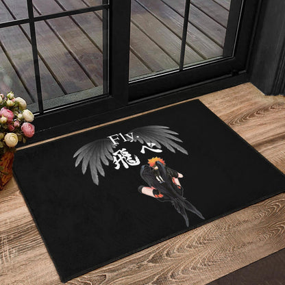 Haikyuu Anime Door Mat - Lonely Hinata Shoyo Fly Crow Grey Wings Door Mat