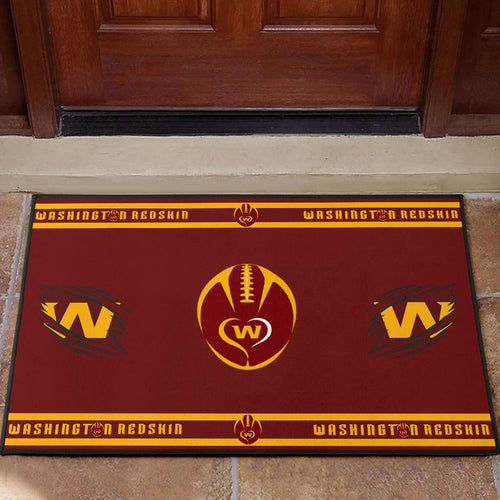 American Football Team Door Mat - Washington Redskin Rugby Ball W Patterns Door Mat Home Decor