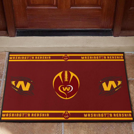 American Football Team Door Mat - Washington Redskin Rugby Ball W Patterns Door Mat Home Decor