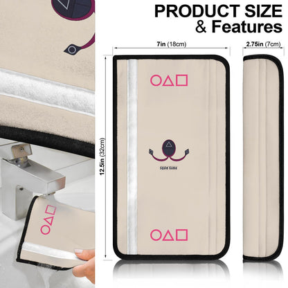 Squid Game Movie Seat Belt Covers Minimal Squid Worker Round Triangle Square Symbol Belt Covers