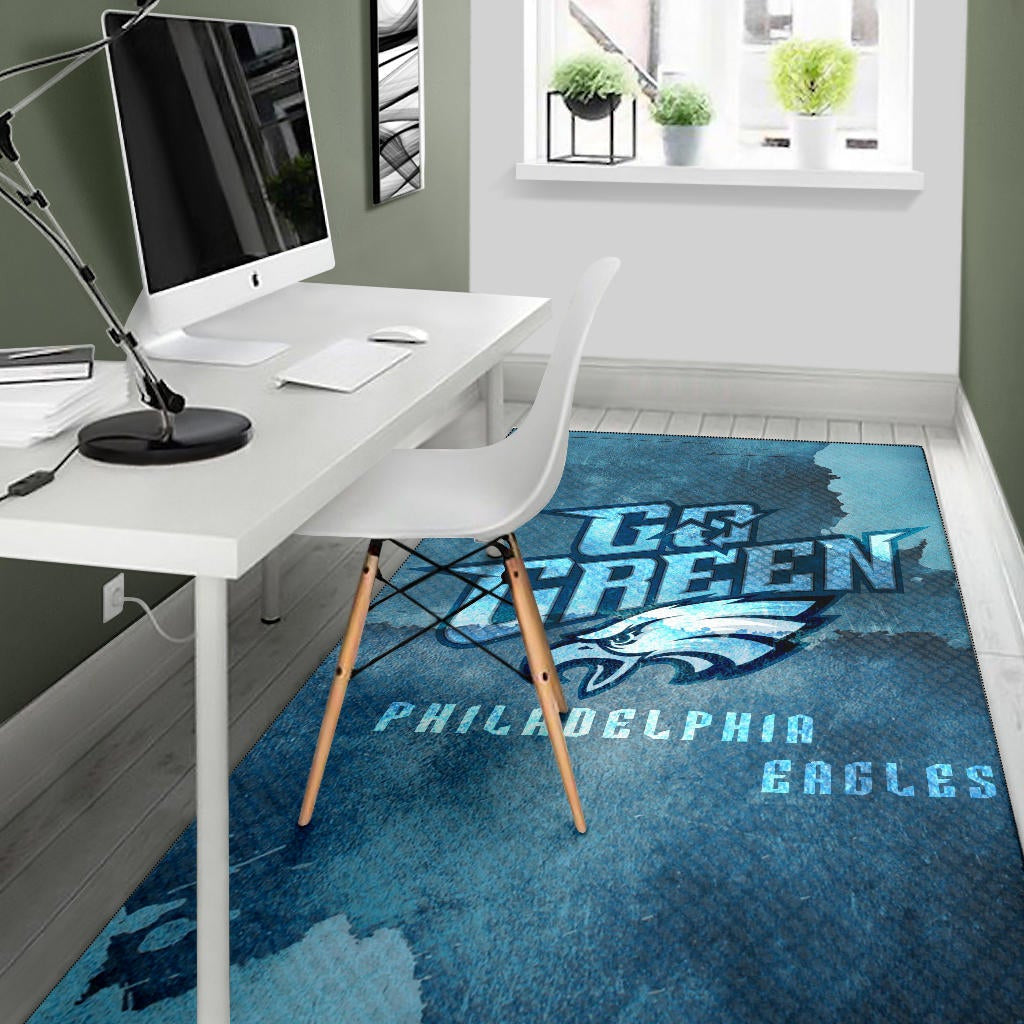 Philadelphia Eagles American Football Team Area Rug Eagle Head Go Green On Territory Map Rugs Home Decor