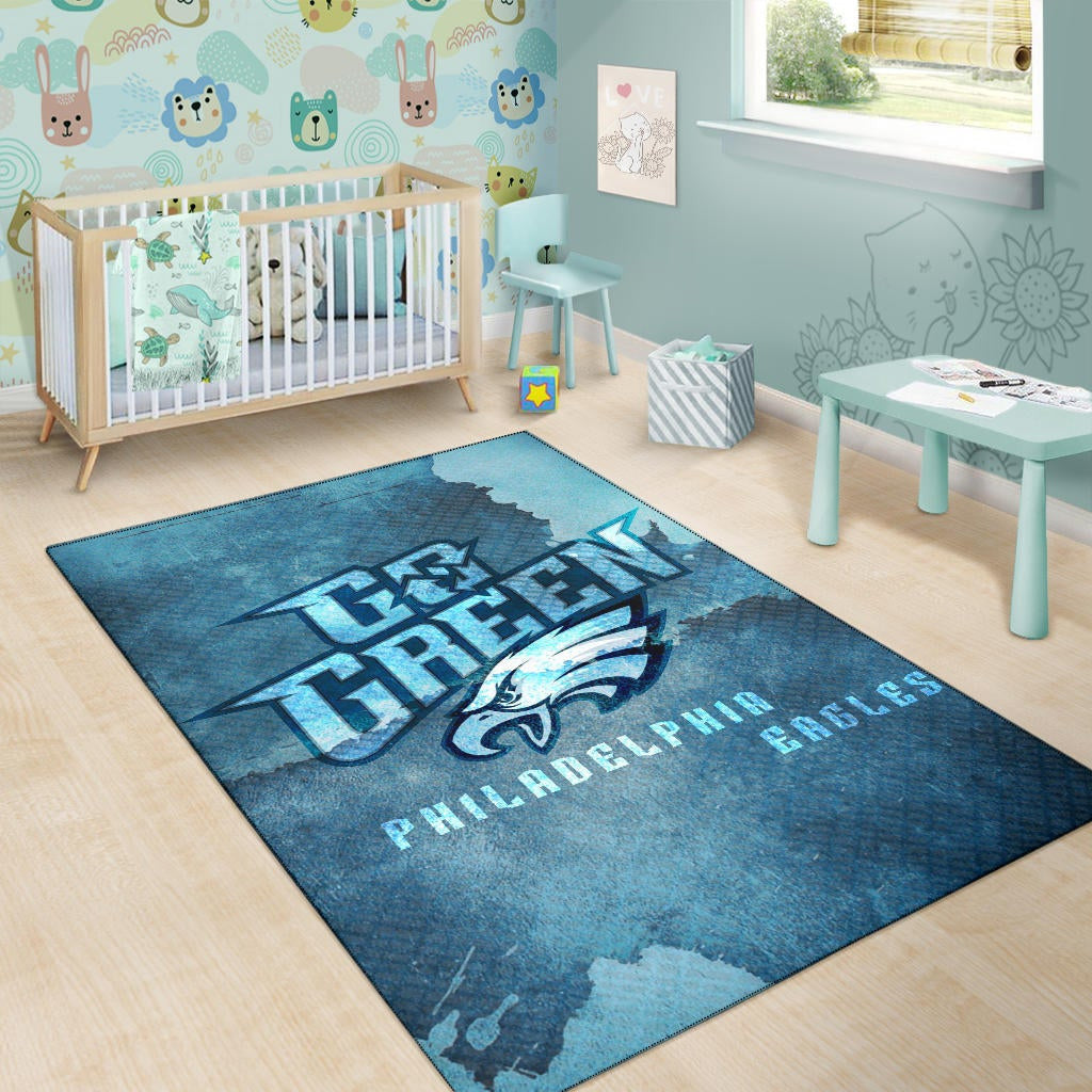 Philadelphia Eagles American Football Team Area Rug Eagle Head Go Green On Territory Map Rugs Home Decor