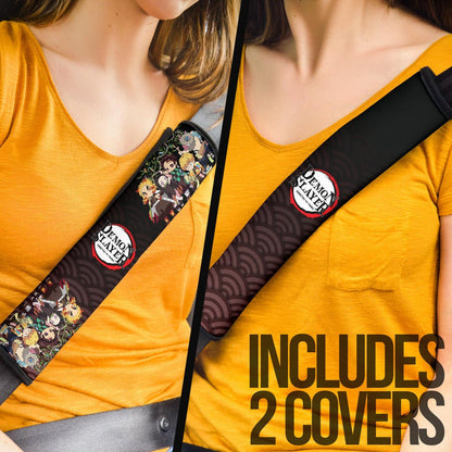 Demon Slayer Anime Seat Belt Covers - DS Cute Chibi Characters New Year Artwork Belt Covers