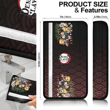 Demon Slayer Anime Seat Belt Covers - DS Cute Chibi Characters New Year Artwork Belt Covers