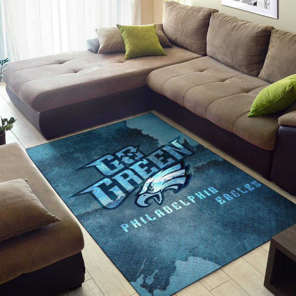 Philadelphia Eagles American Football Team Area Rug Eagle Head Go Green On Territory Map Rugs Home Decor