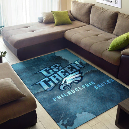 Philadelphia Eagles American Football Team Area Rug Eagle Head Go Green On Territory Map Rugs Home Decor