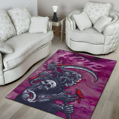 Skull Area Rug - Machine Cyborg Skull Death Reaper In Love Rugs Home Decor