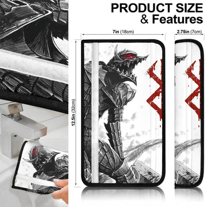 Berserk Anime Seat Belt Covers - Guts The Beast Of Darkness Black White Belt Covers