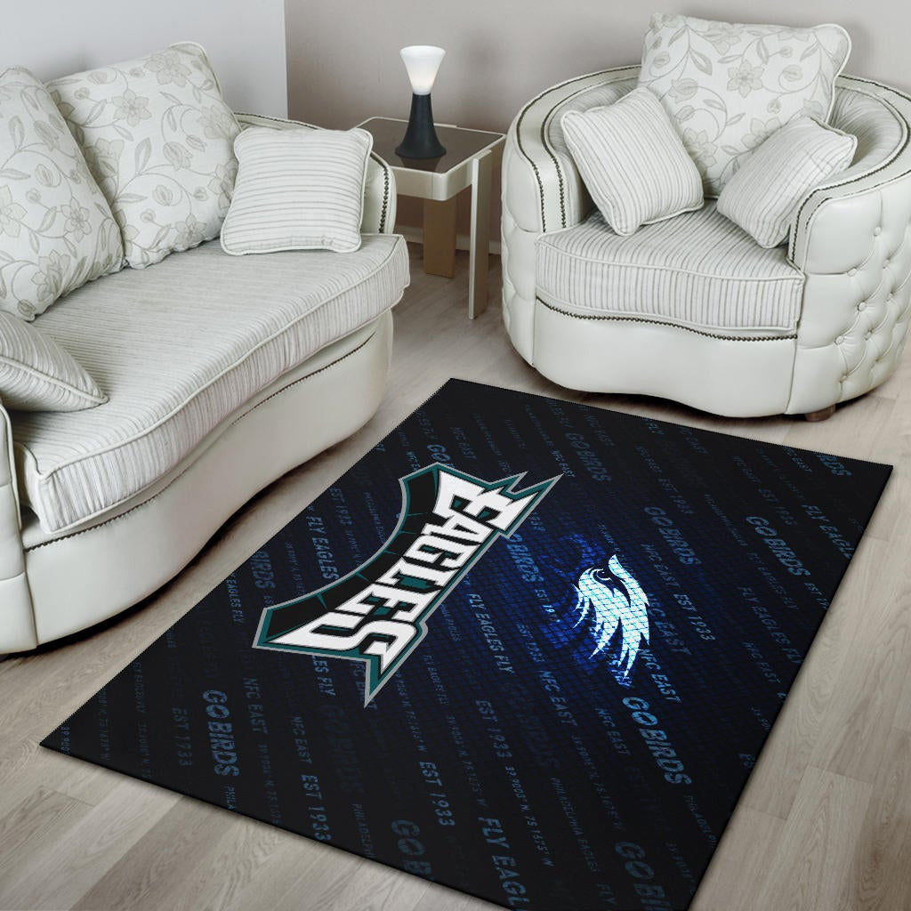 Philadelphia Eagles American Football Team Area Rug Go Birds Go Eagles Text Background Rugs Home Decor