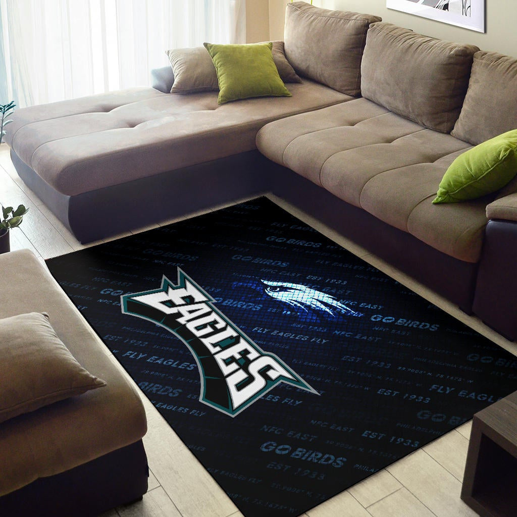 Philadelphia Eagles American Football Team Area Rug Go Birds Go Eagles Text Background Rugs Home Decor