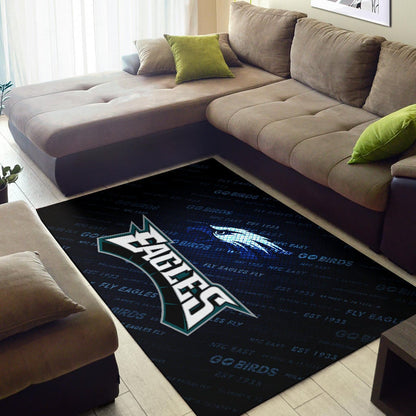 Philadelphia Eagles American Football Team Area Rug Go Birds Go Eagles Text Background Rugs Home Decor