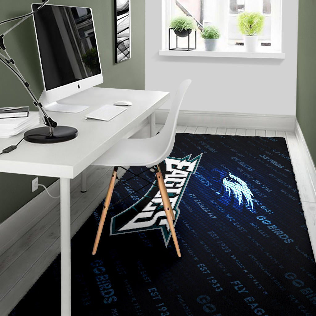Philadelphia Eagles American Football Team Area Rug Go Birds Go Eagles Text Background Rugs Home Decor