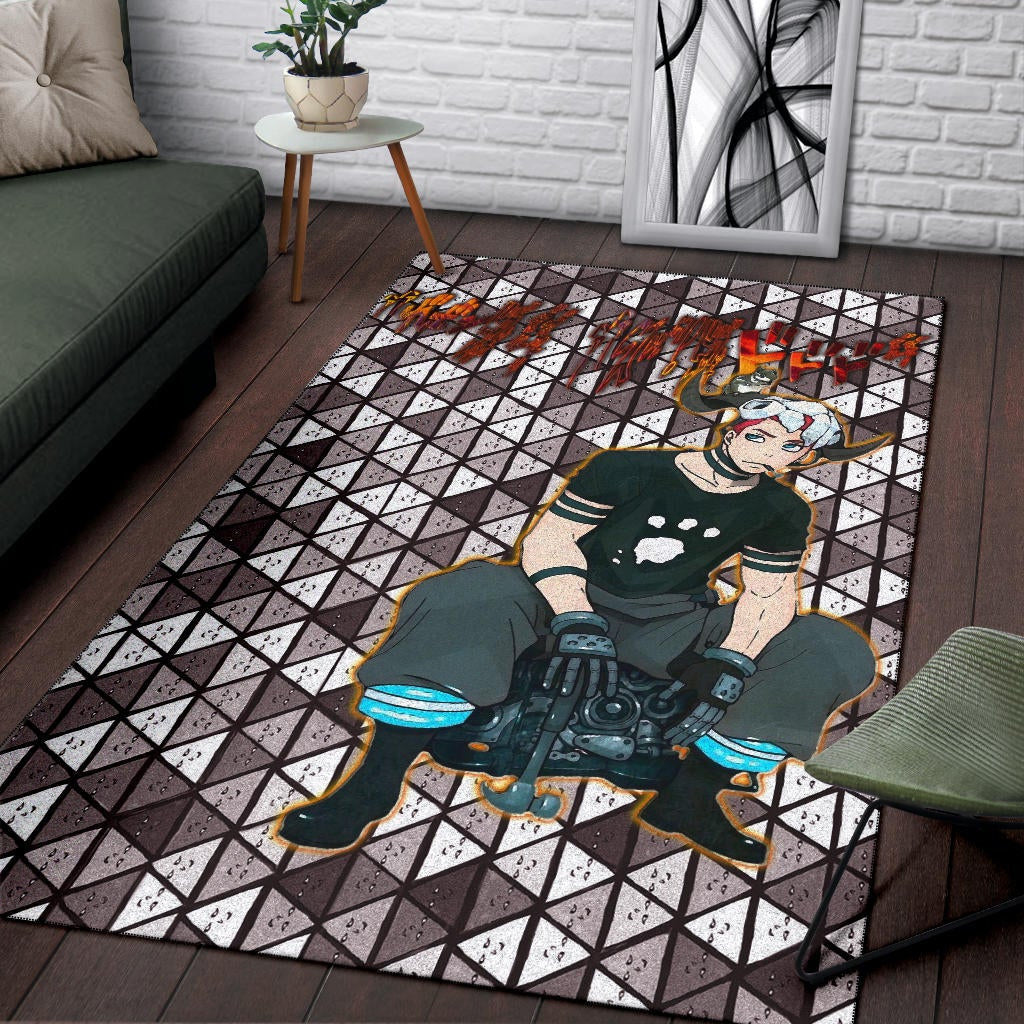 Fire Force Anime Area Rug Vulcan Joseph Machine Engineer Paw On Shirt Rugs Home Decor