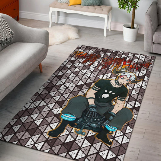 Fire Force Anime Area Rug Vulcan Joseph Machine Engineer Paw On Shirt Rugs Home Decor