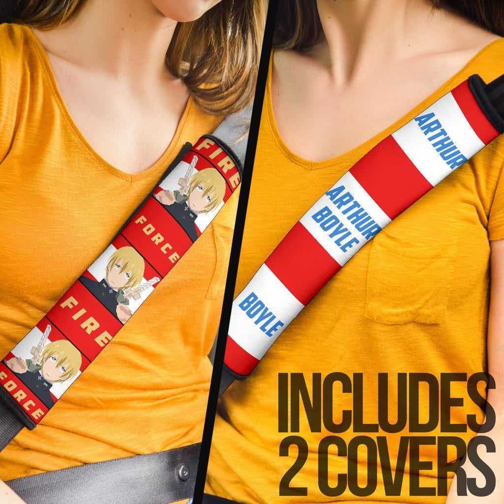 Fire Force Anime Seat Belt Covers Arthur Boyle Long Hair Fire Minimal Artwork Belt Covers