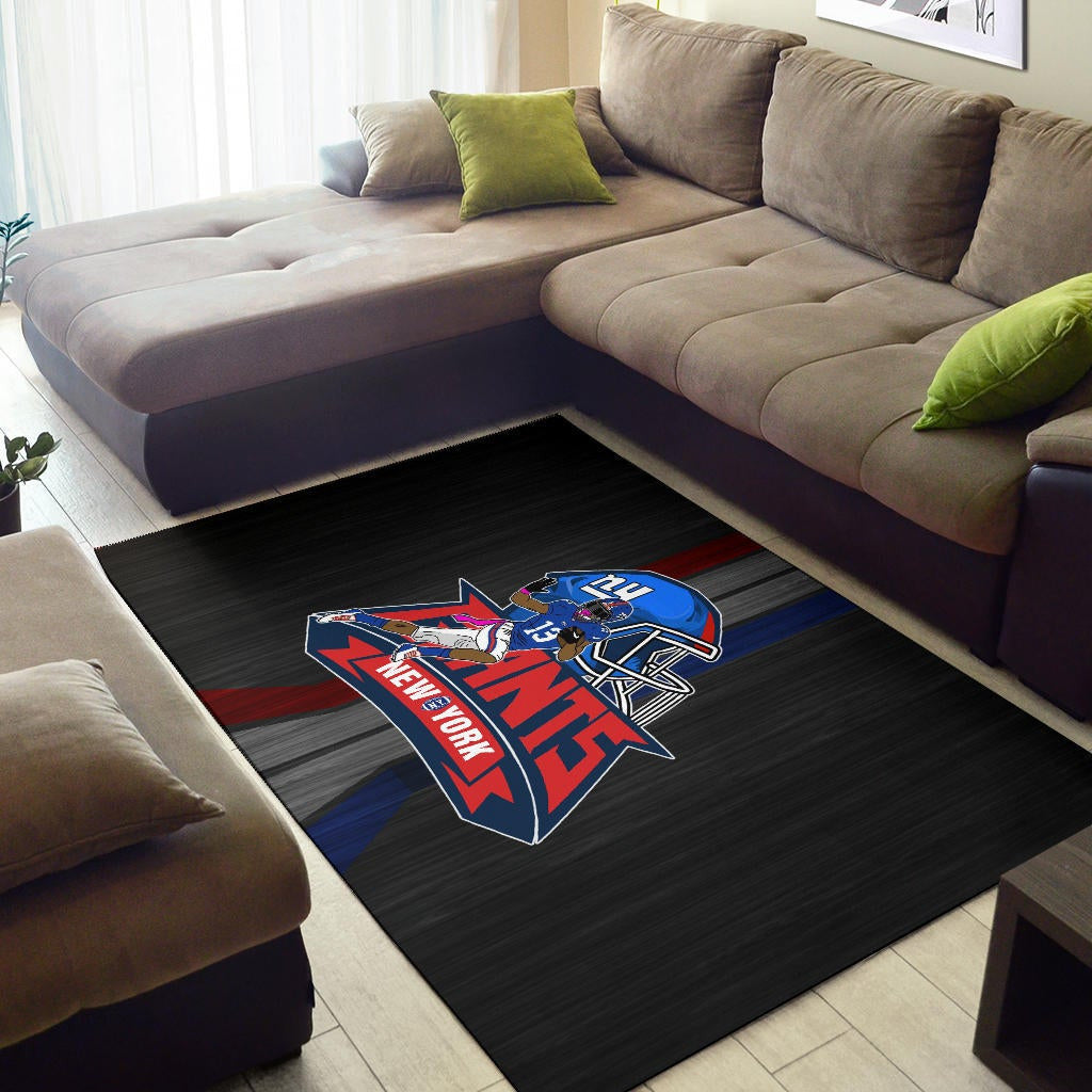 New York Giants American Football Team Area Rug Player 13 Protecting Rugby Ball Running Black Rugs Home Decor