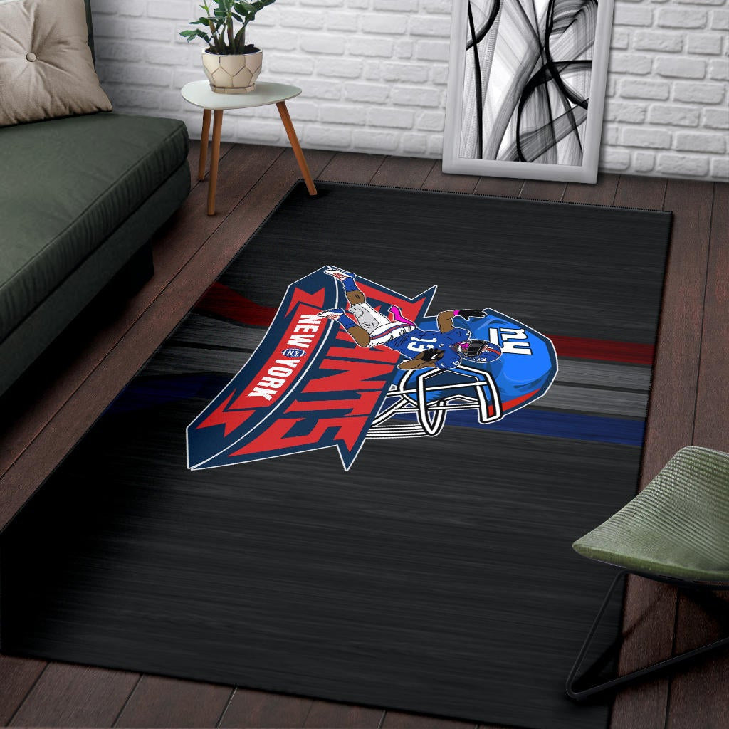 New York Giants American Football Team Area Rug Player 13 Protecting Rugby Ball Running Black Rugs Home Decor