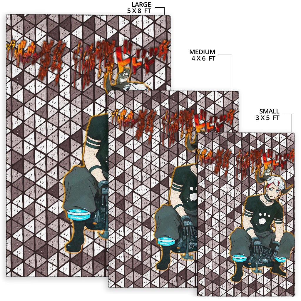 Fire Force Anime Area Rug Vulcan Joseph Machine Engineer Paw On Shirt Rugs Home Decor