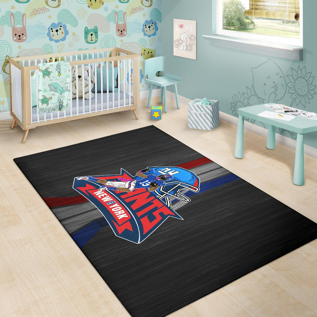 New York Giants American Football Team Area Rug Player 13 Protecting Rugby Ball Running Black Rugs Home Decor