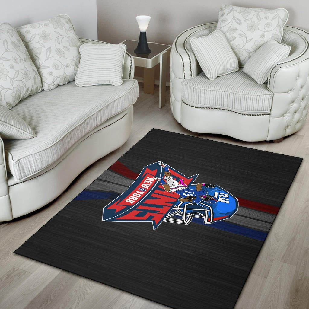 New York Giants American Football Team Area Rug Player 13 Protecting Rugby Ball Running Black Rugs Home Decor