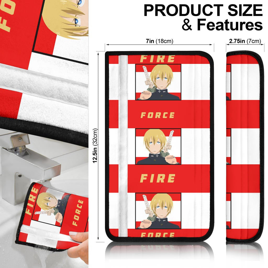 Fire Force Anime Seat Belt Covers Arthur Boyle Long Hair Fire Minimal Artwork Belt Covers