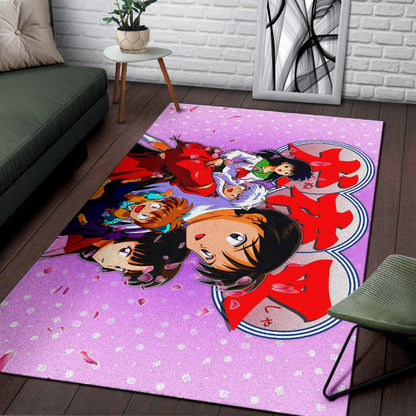 Inuyasha Anime Area Rug Inuyasha Kagome And The Gang Sakura Blossom Pink Rugs Home Decor