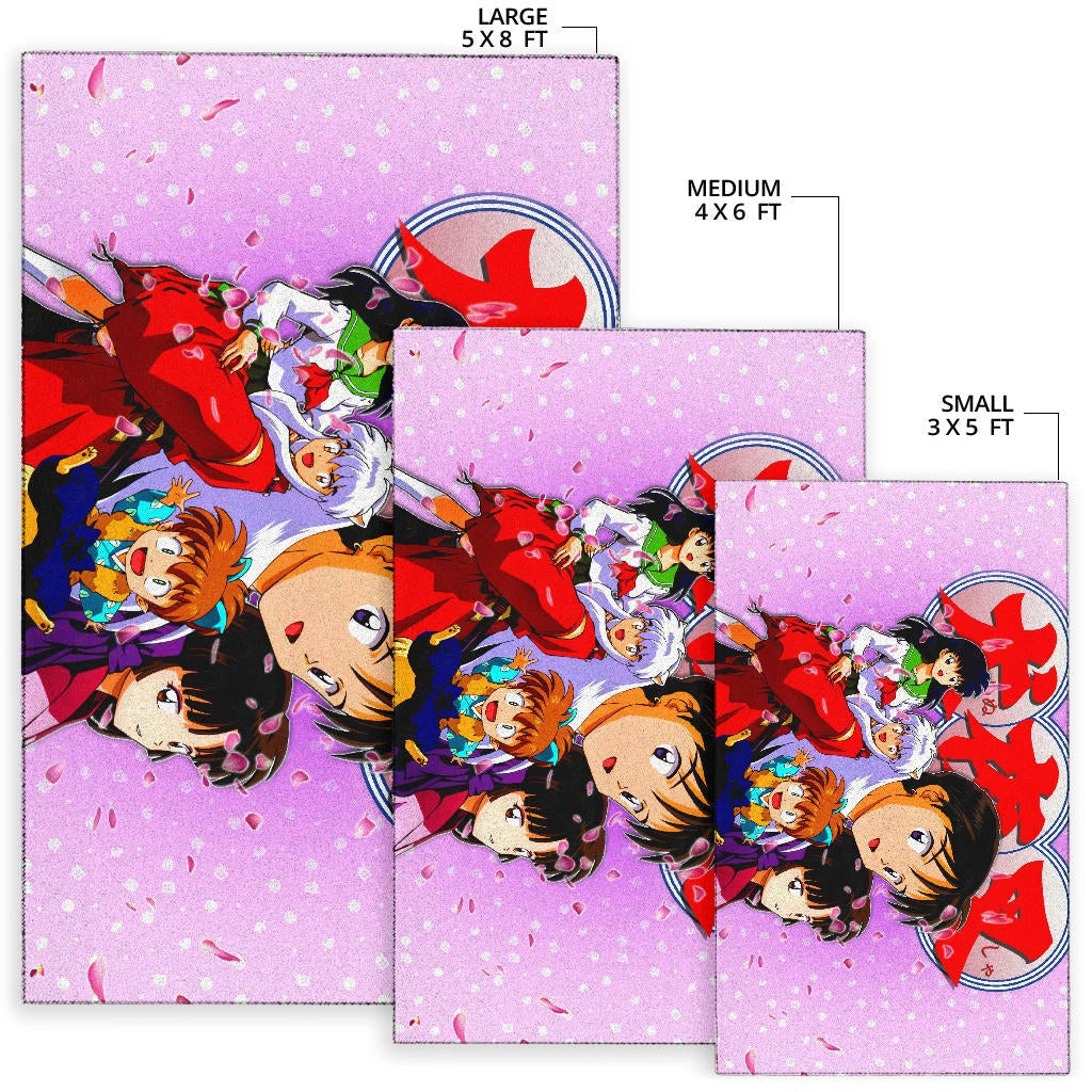 Inuyasha Anime Area Rug Inuyasha Kagome And The Gang Sakura Blossom Pink Rugs Home Decor