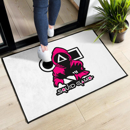 Squid Game Movie Door Mat Cold Triangle Squid Worker Portrait Artwork White Door Mat Home Decor