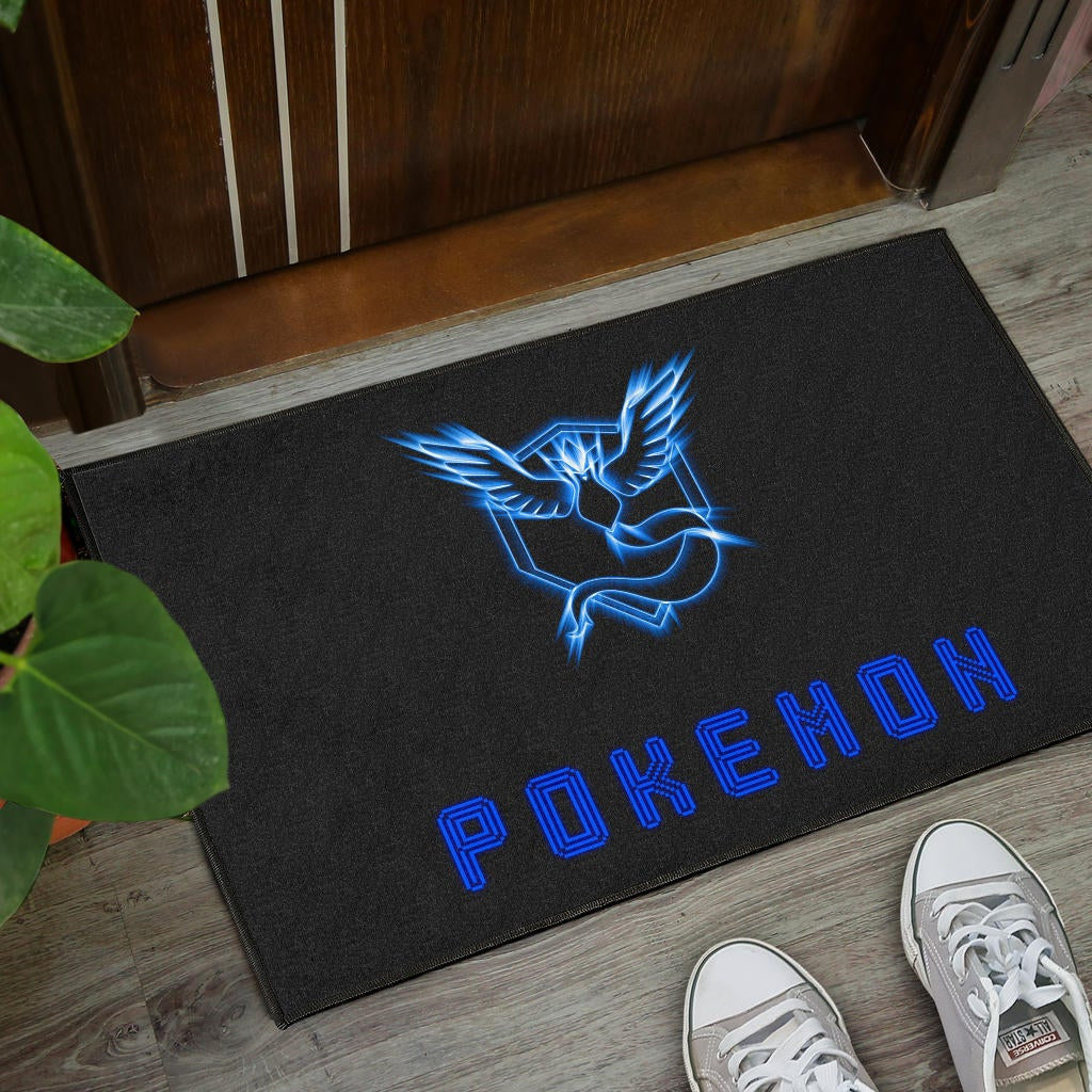 Pokemon Anime Door Mat Team Mystic Symbol Neon Blue Articuno Pokemon Go Door Mat Home Decor