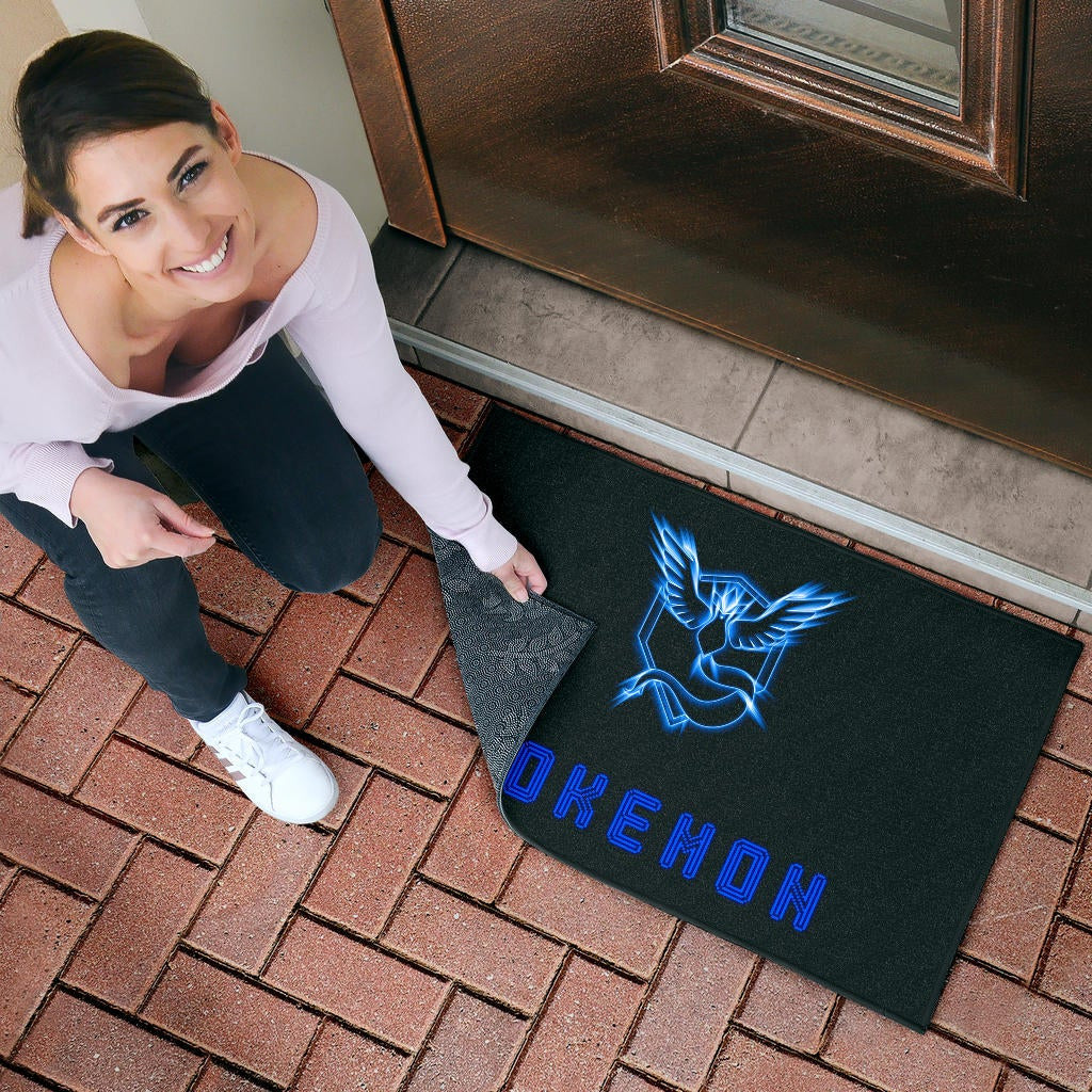 Pokemon Anime Door Mat Team Mystic Symbol Neon Blue Articuno Pokemon Go Door Mat Home Decor
