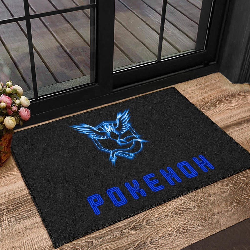 Pokemon Anime Door Mat Team Mystic Symbol Neon Blue Articuno Pokemon Go Door Mat Home Decor