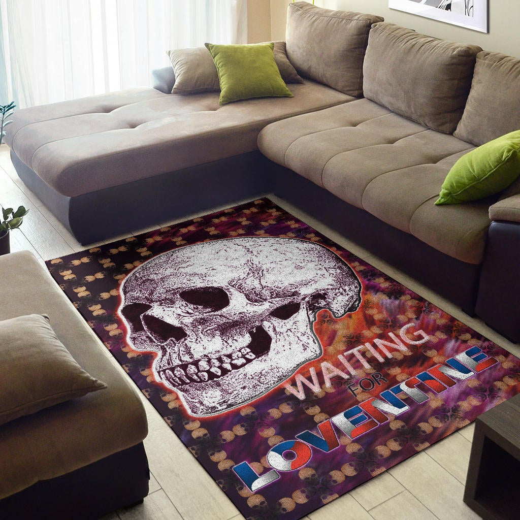 Valentine Area Rug - Old Skull Waiting For Loventine Artwork Rugs Home Decor
