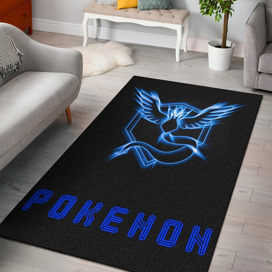Pokemon Anime Area Rug Team Mystic Symbol Neon Blue Articuno Pokemon Go Rugs Home Decor