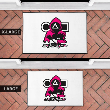Squid Game Movie Door Mat Cold Triangle Squid Worker Portrait Artwork White Door Mat Home Decor