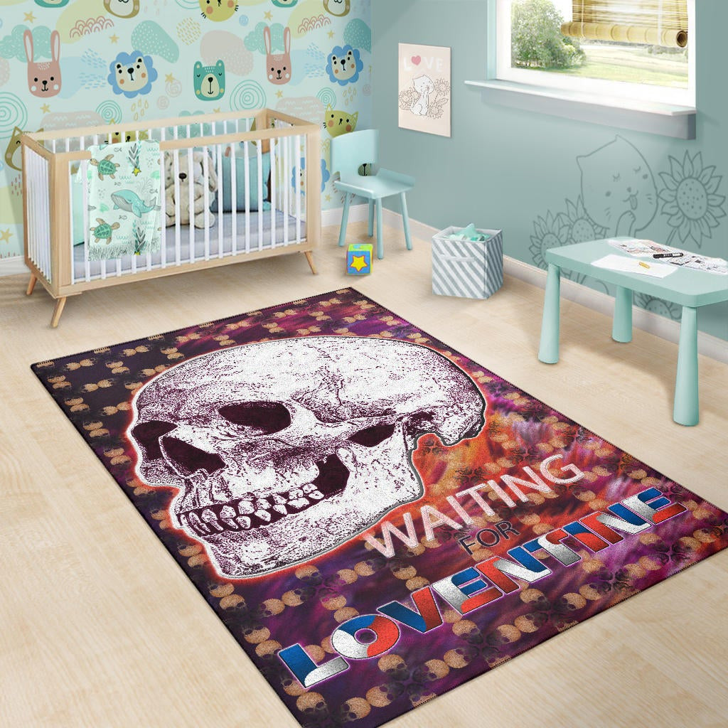 Valentine Area Rug - Old Skull Waiting For Loventine Artwork Rugs Home Decor