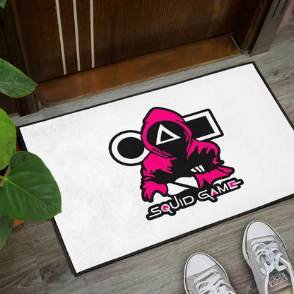 Squid Game Movie Door Mat Cold Triangle Squid Worker Portrait Artwork White Door Mat Home Decor