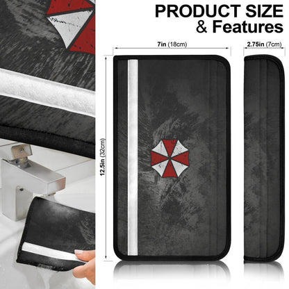 Resident Evil Game Seat Belt Covers - Umbrella Corp. Symbol Black White Background Belt Covers