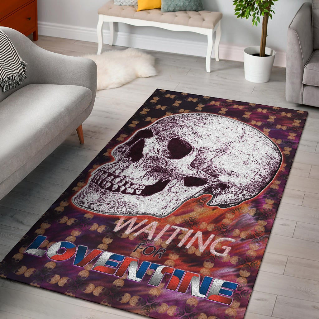 Valentine Area Rug - Old Skull Waiting For Loventine Artwork Rugs Home Decor
