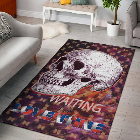 Valentine Area Rug - Old Skull Waiting For Loventine Artwork Rugs Home Decor