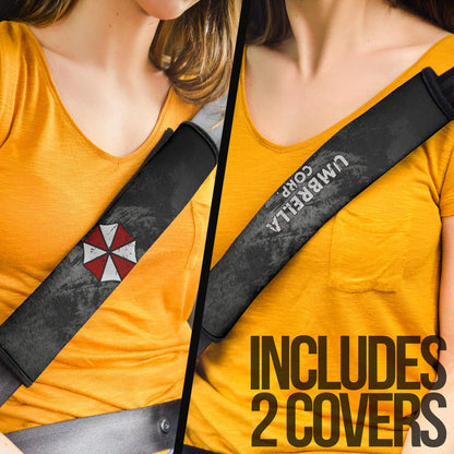 Resident Evil Game Seat Belt Covers - Umbrella Corp. Symbol Black White Background Belt Covers