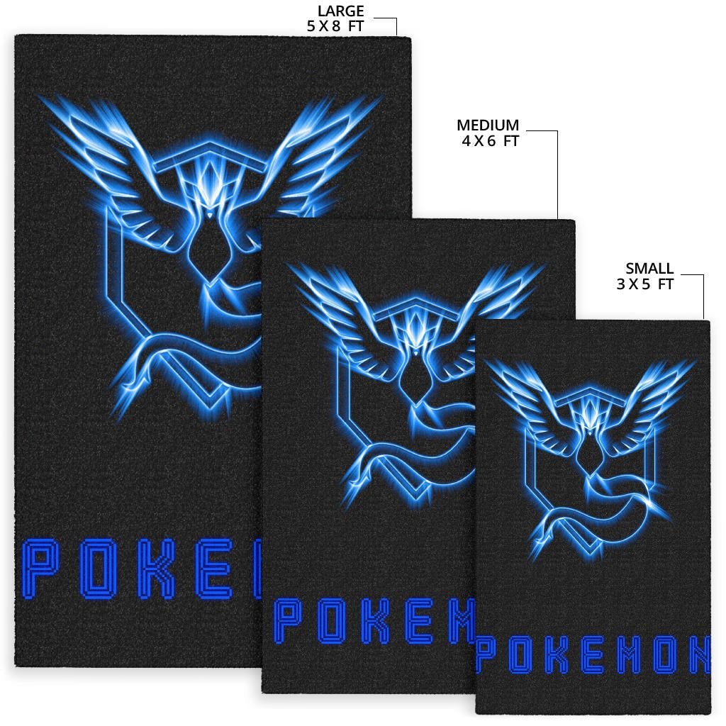 Pokemon Anime Area Rug Team Mystic Symbol Neon Blue Articuno Pokemon Go Rugs Home Decor