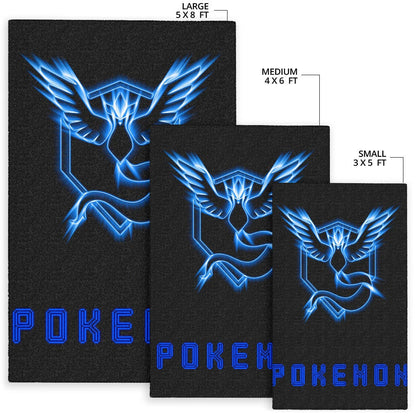Pokemon Anime Area Rug Team Mystic Symbol Neon Blue Articuno Pokemon Go Rugs Home Decor